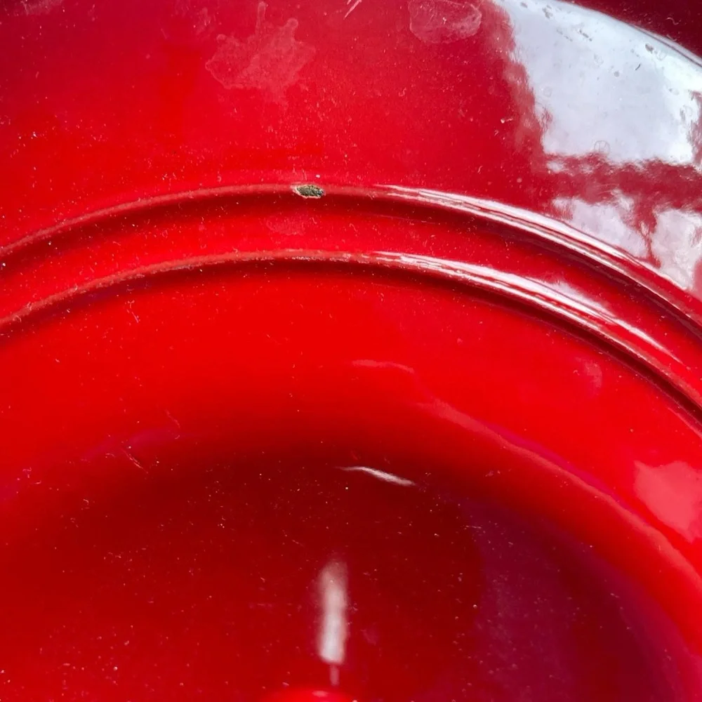 Red Cast Iron Enamel Lid Silver Knob 10
